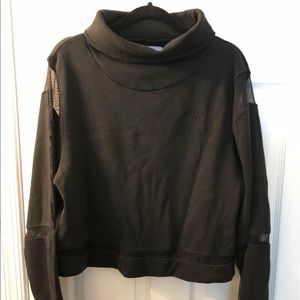 Black Mesh Cowlneck Sweatshirt
